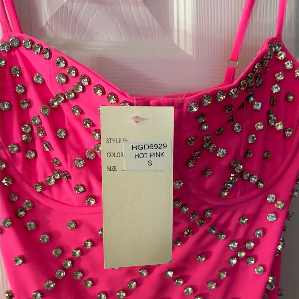 NWT Hot & Delicious Pink Studded Dress - Picture 2 of 7